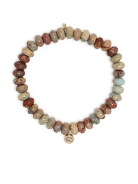 Sydney Evan pulsera en oro amarillo de 14kt con dije de diamante y jasper