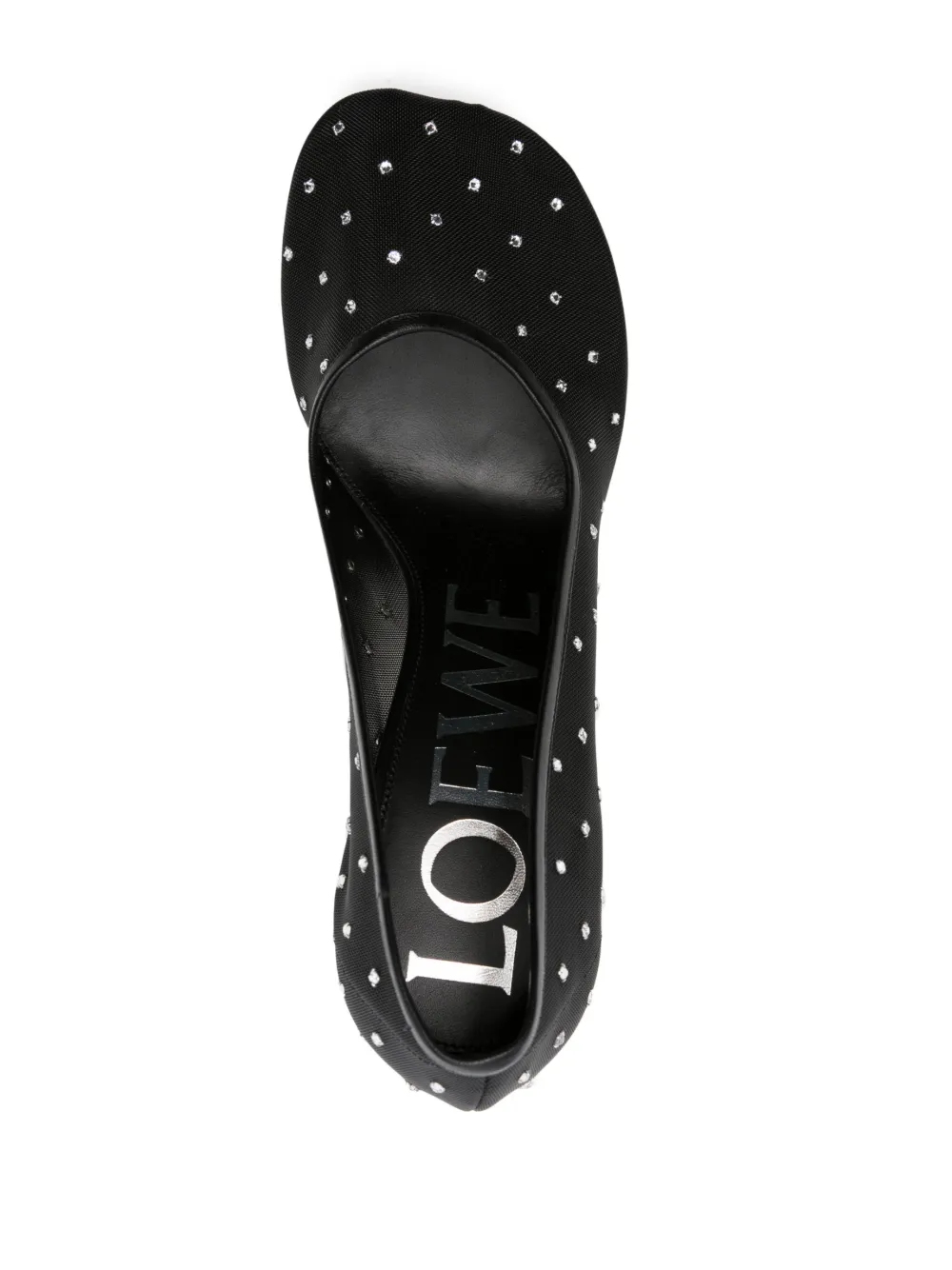 LOEWE Toy 90mm rhinestone-embellished mesh pumps Black