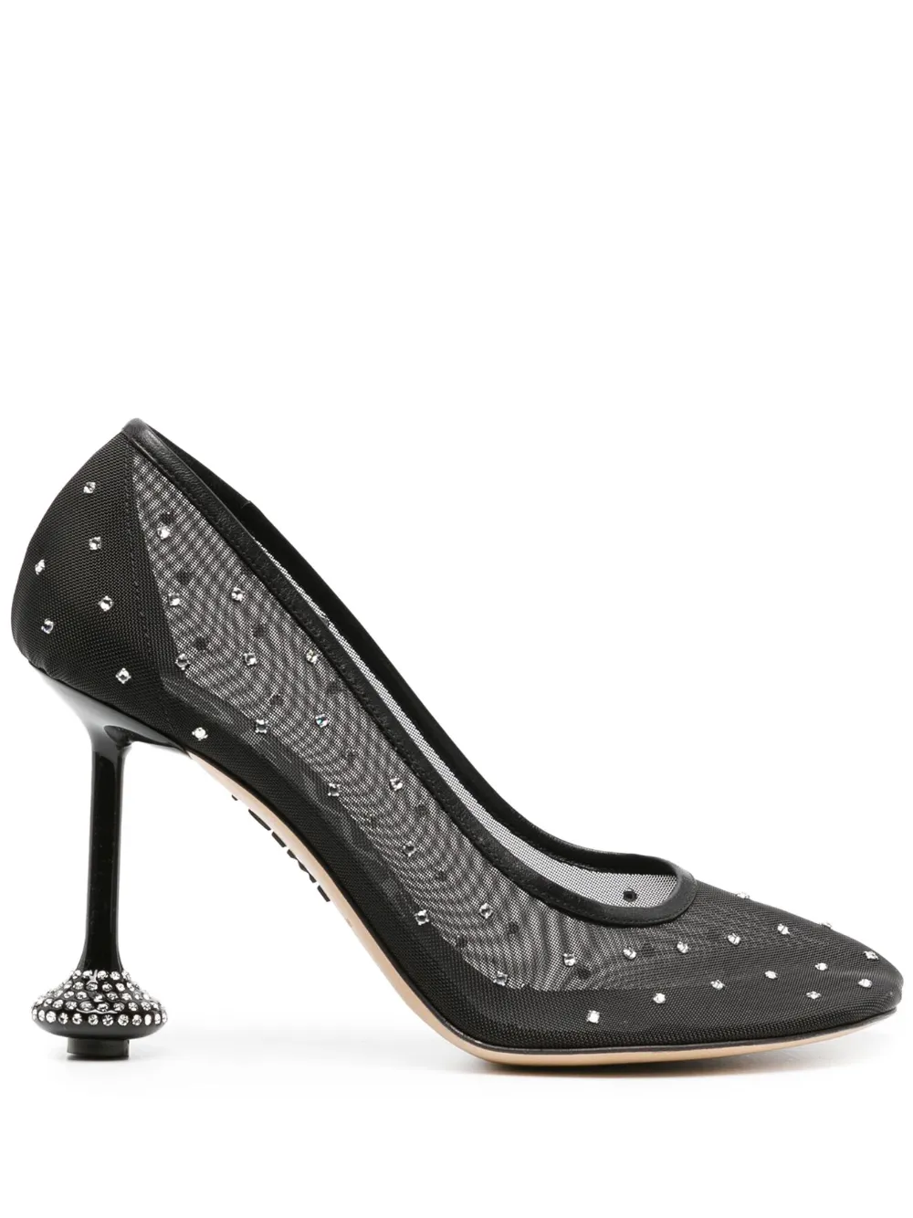 LOEWE Toy 90mm rhinestone-embellished mesh pumps Black