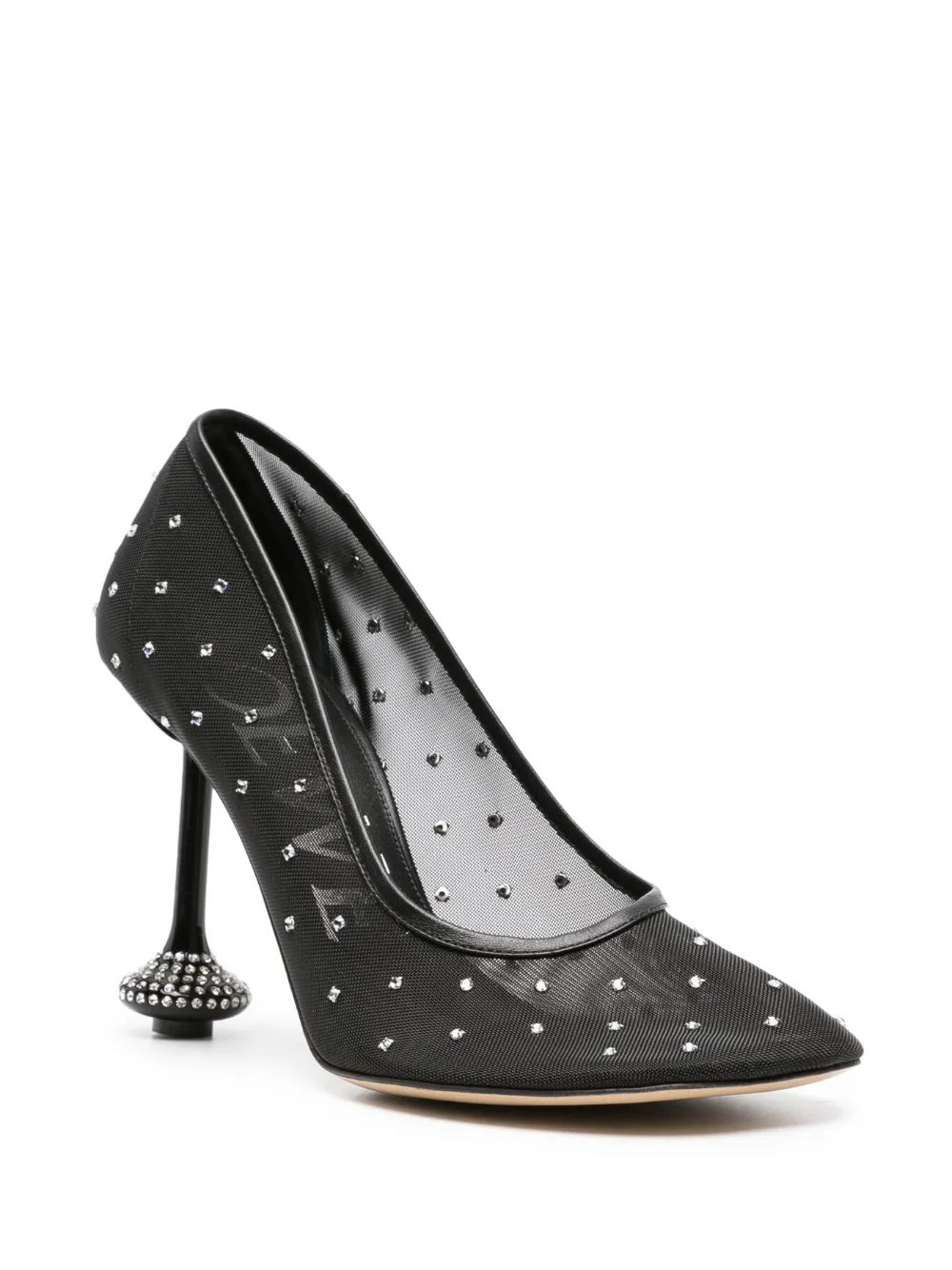 LOEWE Toy 90mm rhinestone-embellished mesh pumps Black