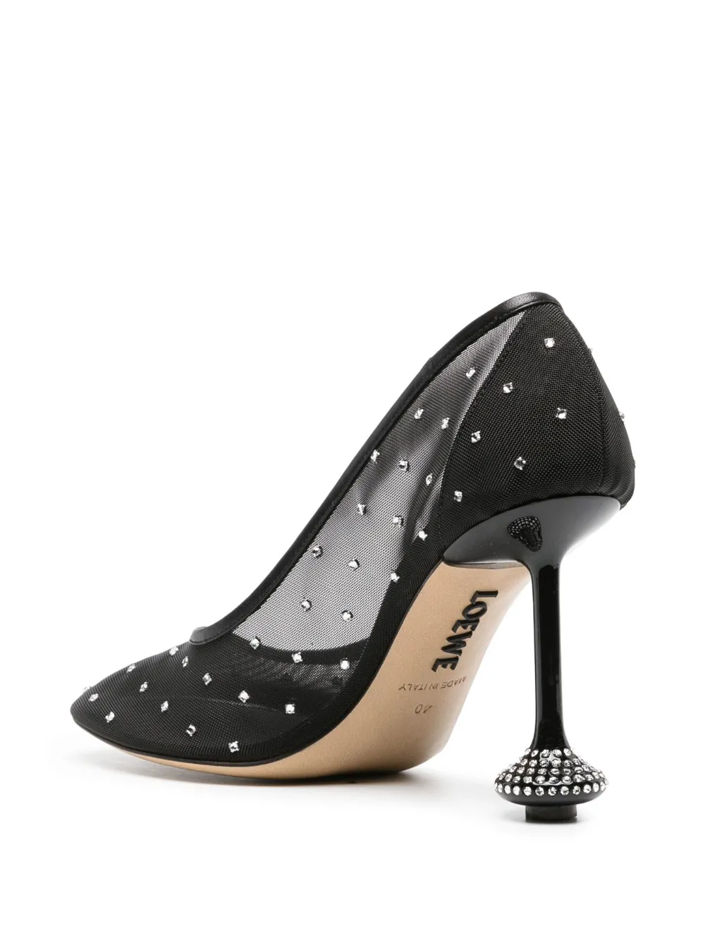 LOEWE Toy 90mm rhinestone-embellished mesh pumps Black