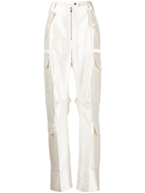 Christopher John Rogers wide leg Satin Cargo Trousers Farfetch