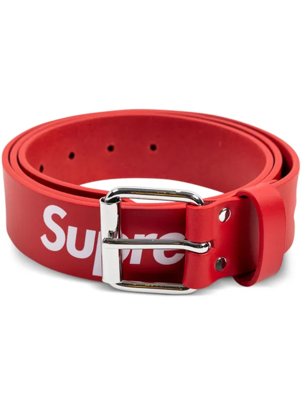 Supreme Repeat Leather Belt Red