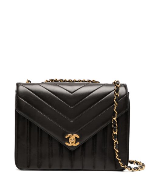 HOT SALE CHANEL 1992 chevron-quilted shoulder bag Women