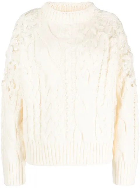 Ermanno Scervino lace-trim cable-knit jumper