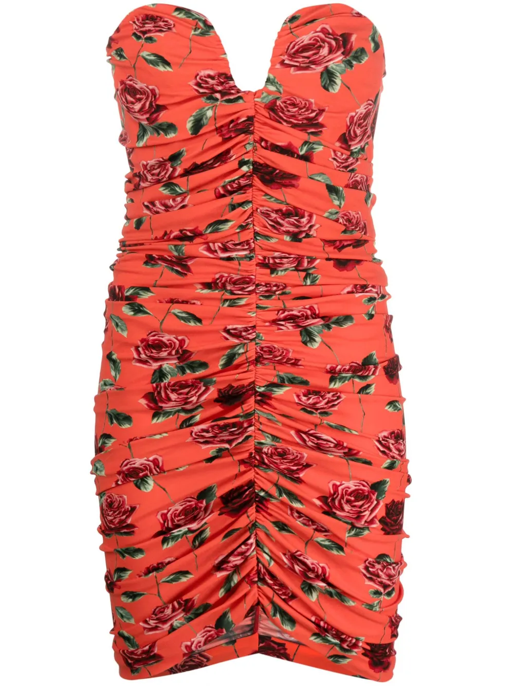 Magda Butrym Floral Ruched Minidress In Red