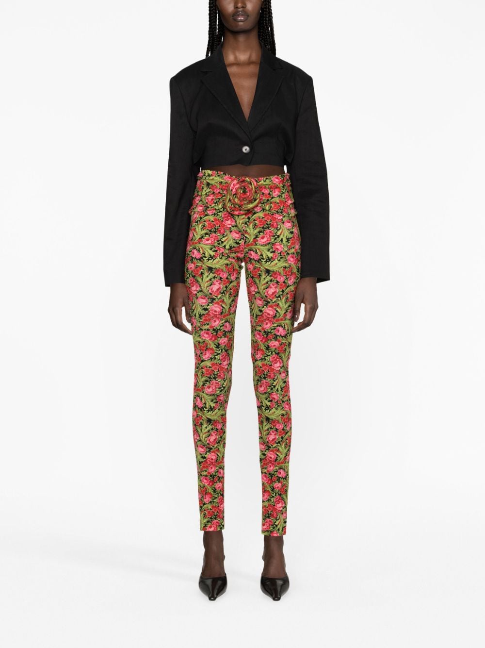 Shop Magda Butrym Floral-print Skinny Trousers In Green