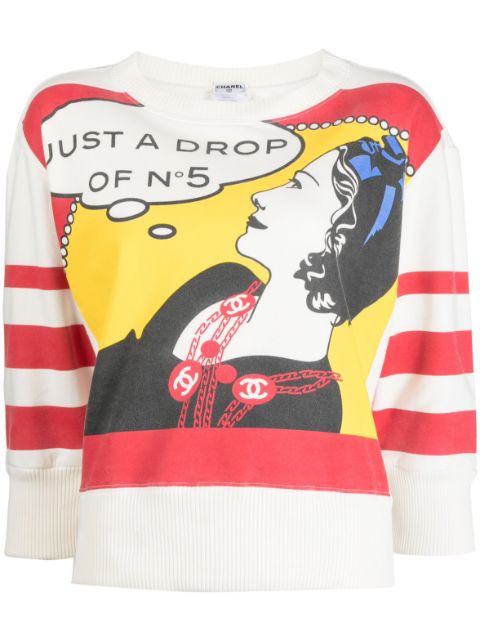 HOT SALE CHANEL 2001 Mademoiselle print sweatshirt Women