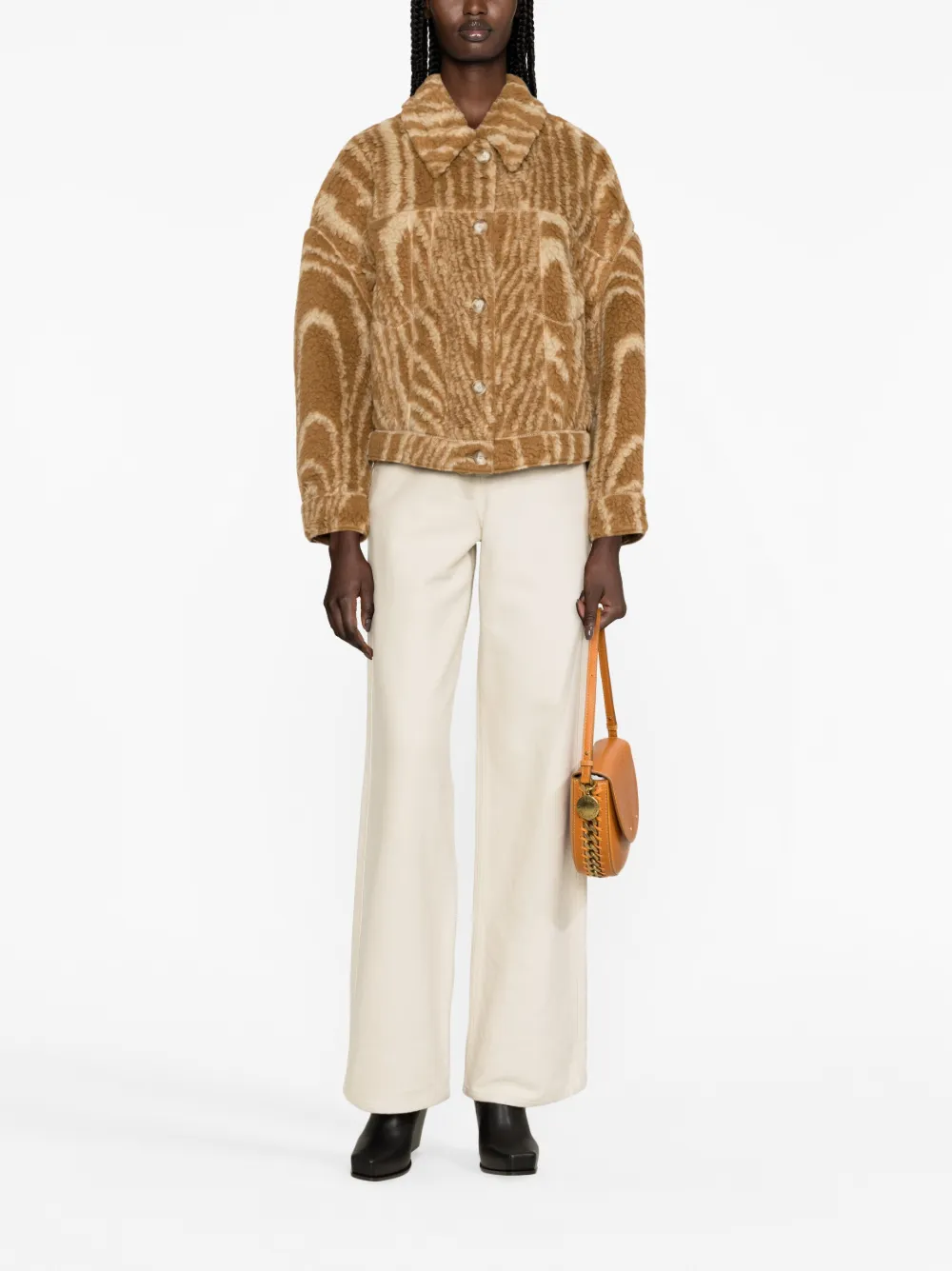 Stella McCartney Woodgrain-print fleece jacket - Bruin