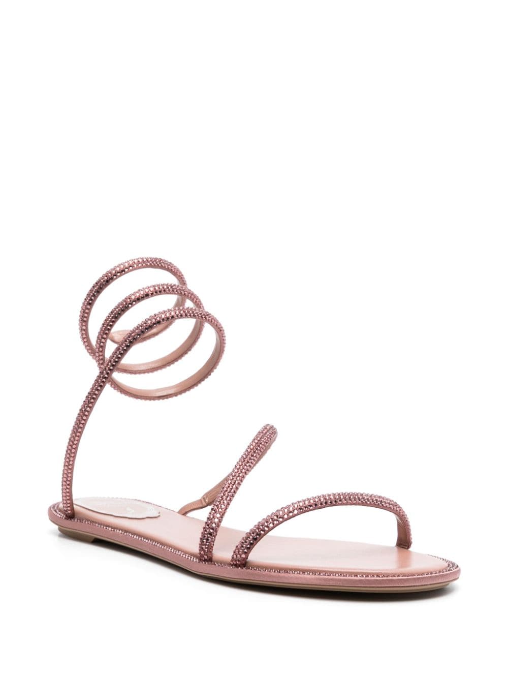 Shop René Caovilla Cleo Crystal-embellished Sandals In Pink