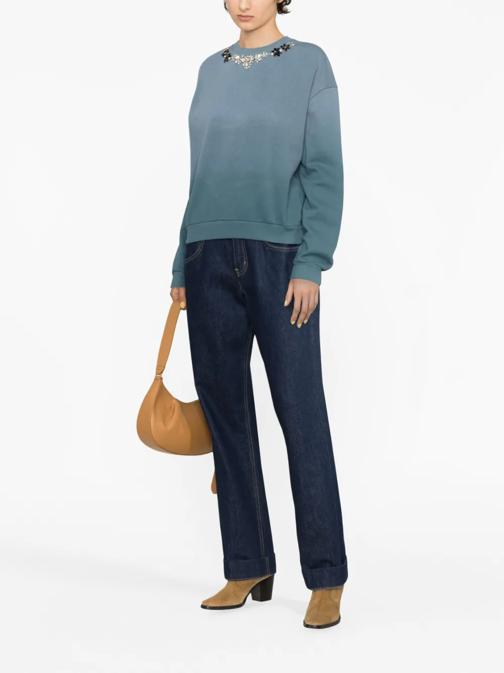 Maje Sweater met verfraaid logo - Blauw