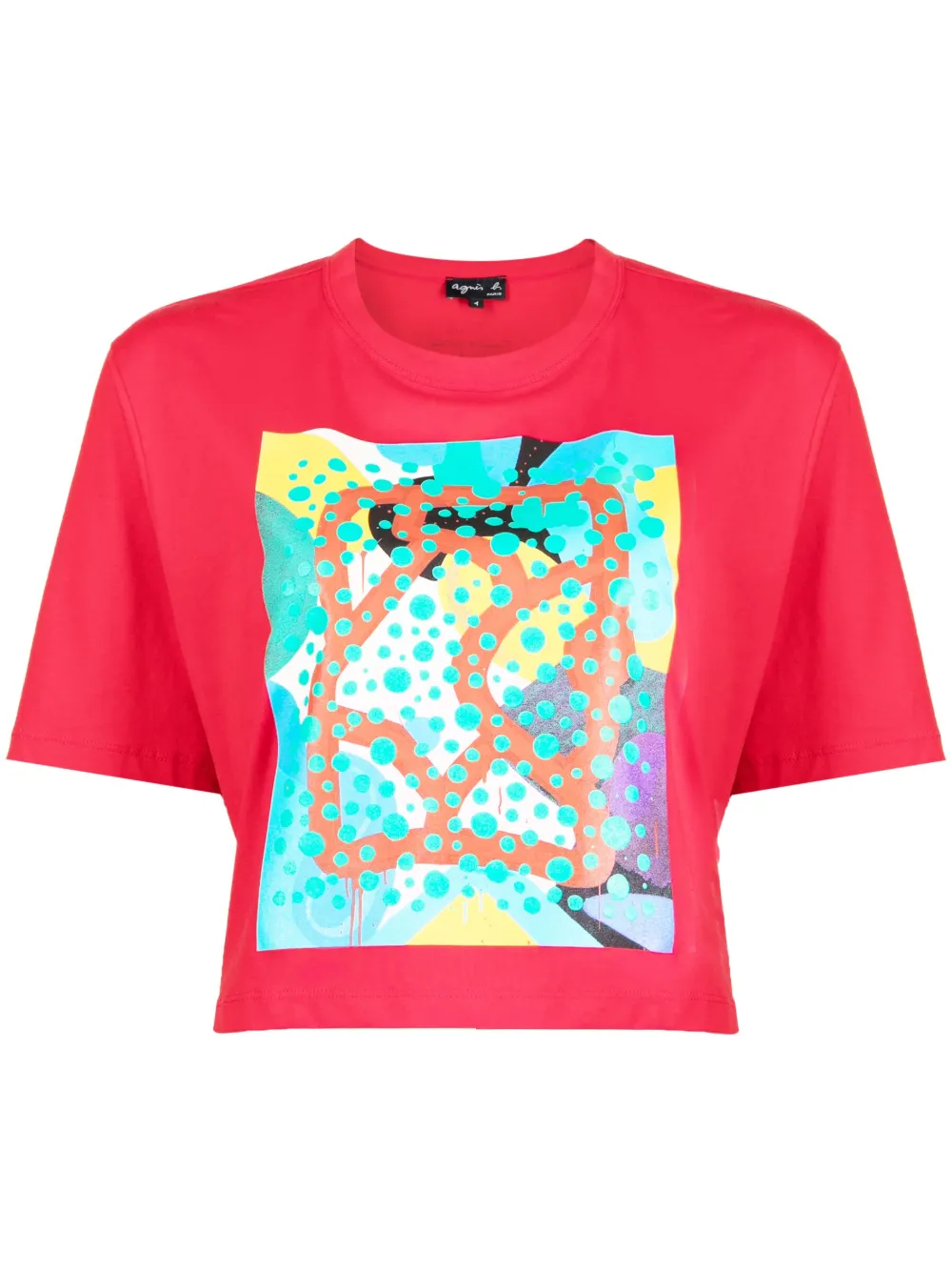 agnès b. pop-art print cotton-jersey cropped T-shirt - Red