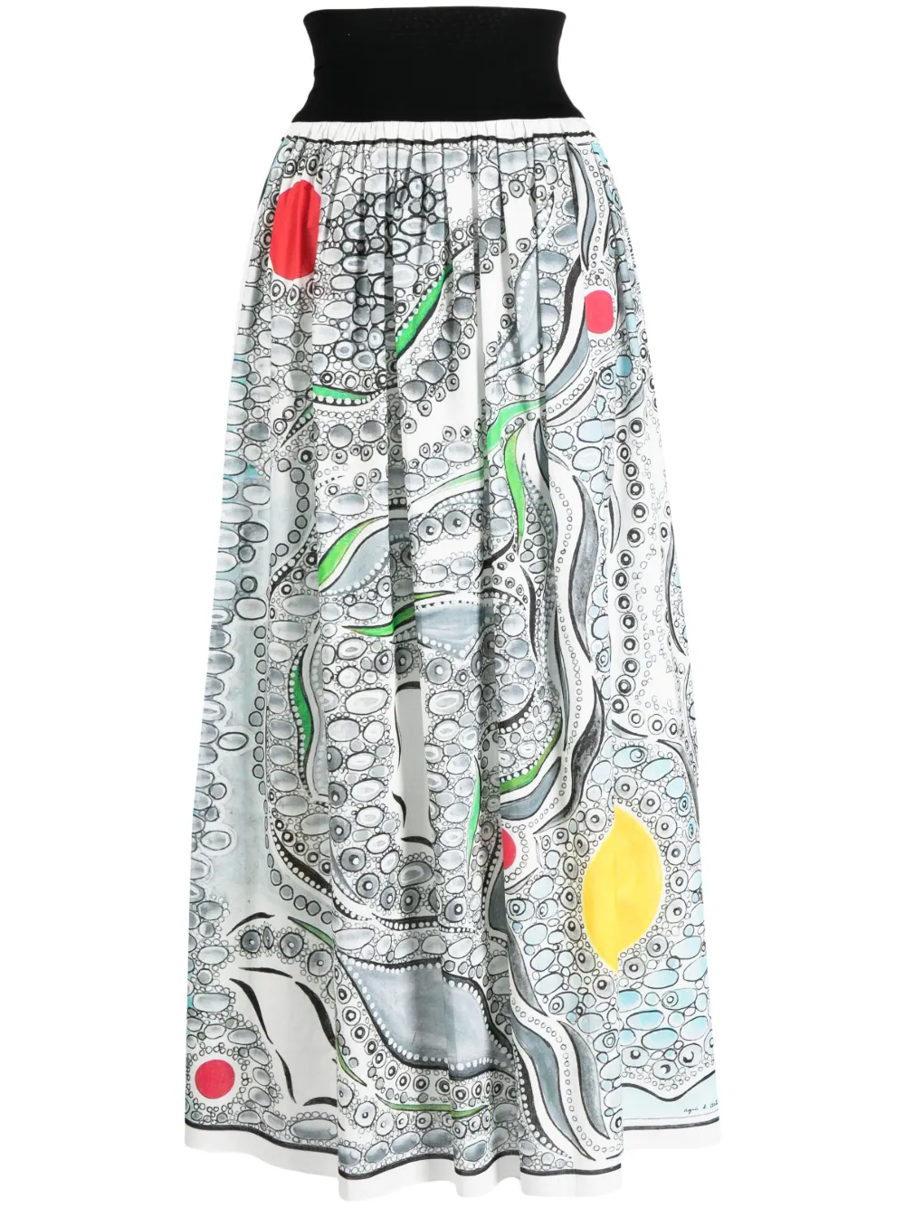 agnès b. x Lou Malta graphic-print cotton high-waisted skirt - Multicolour