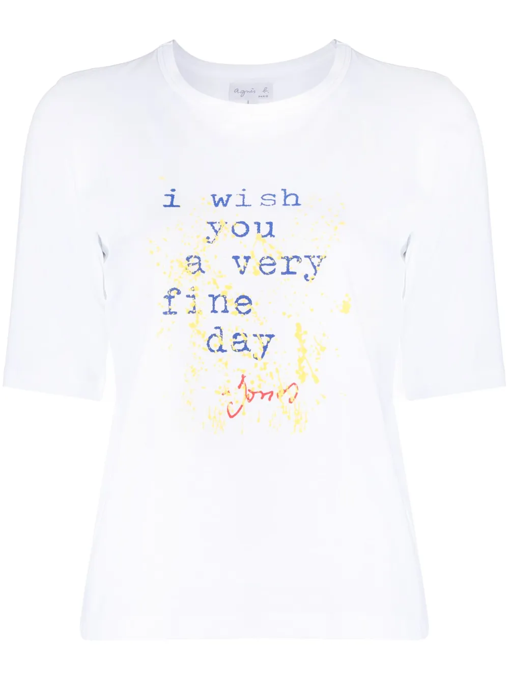 agnès b. slogan-print cotton-jersey T-shirt - White