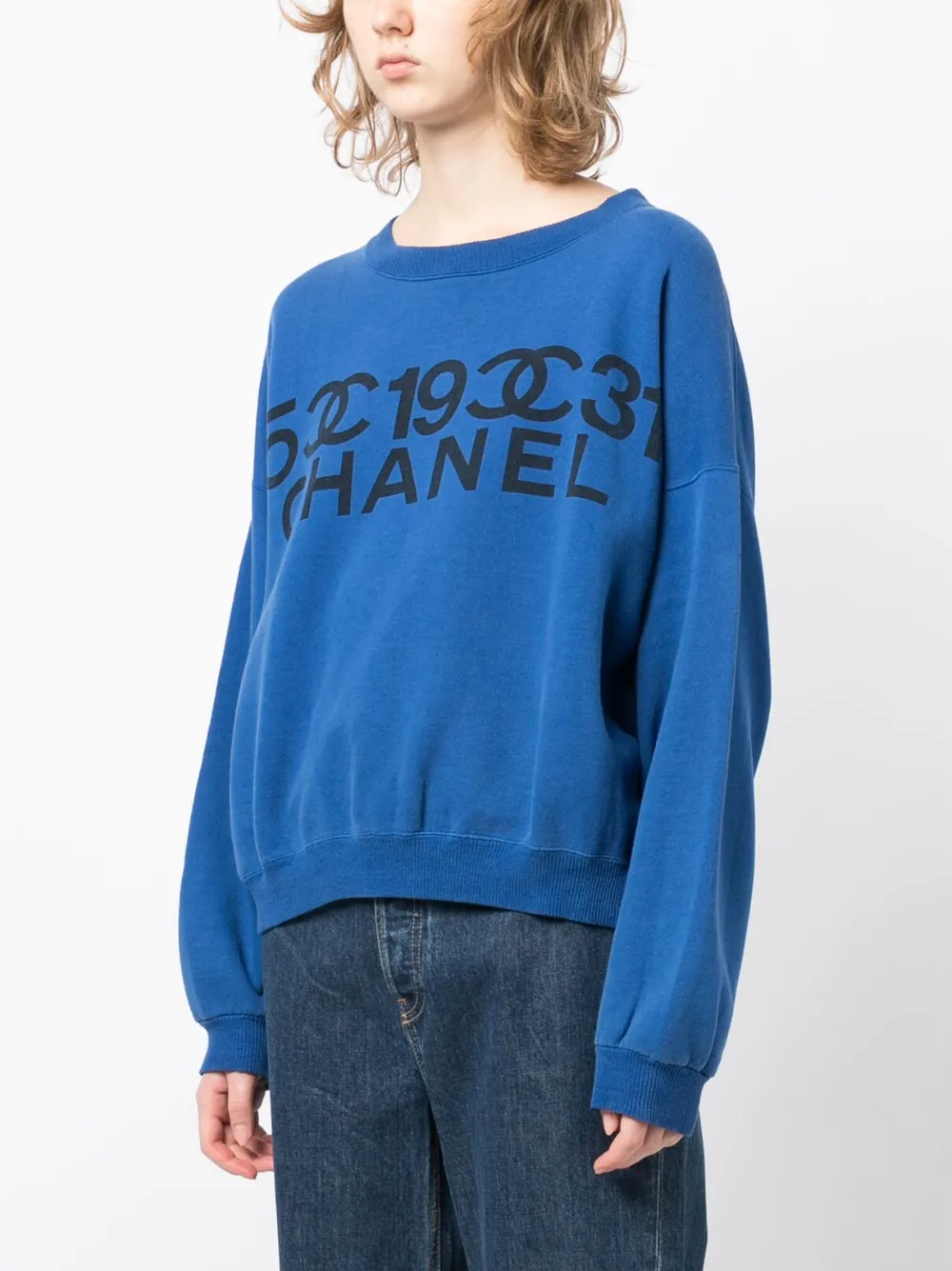 Cheap HOT SALE CHANEL 1990-2000s logo-print cotton sweatshirt Women