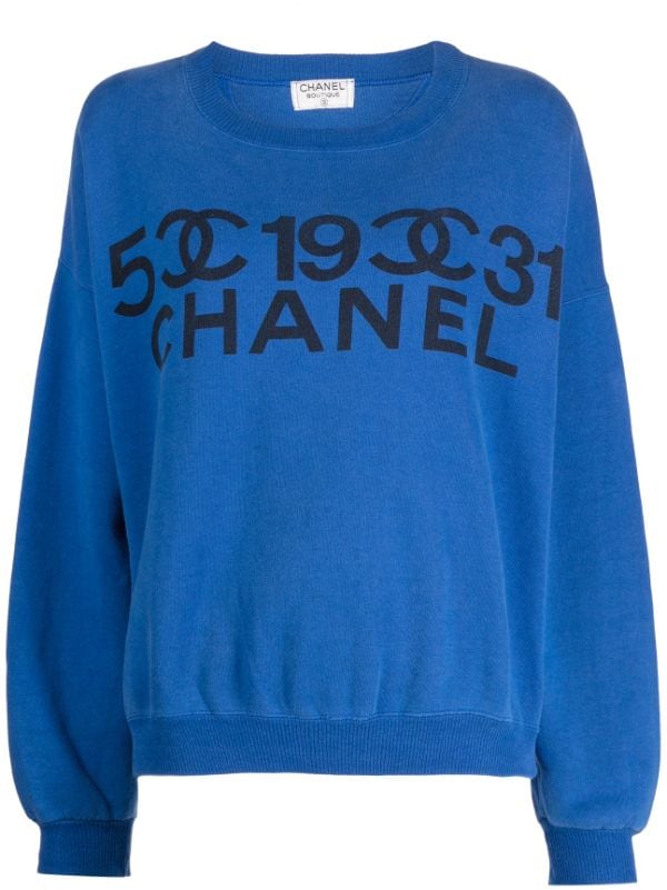 CHANEL Pre-Owned 1990-2000s logo-print Cotton Sweatshirt - Farfetch