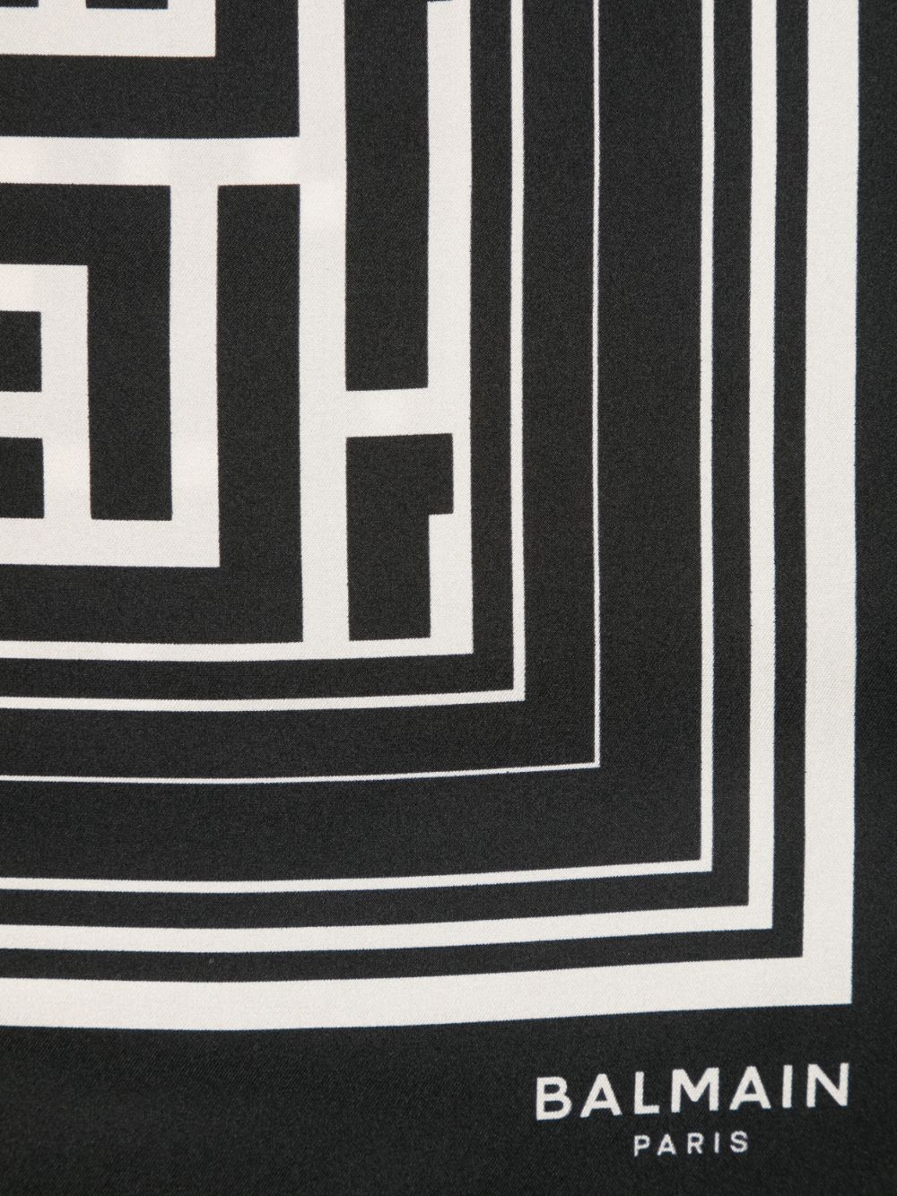 Balmain monogram-pattern print silk scarf - Zwart
