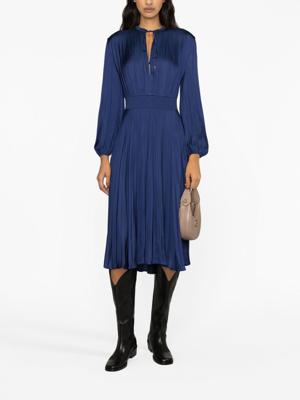 Maje Pleated Satin Midi Dress - Farfetch