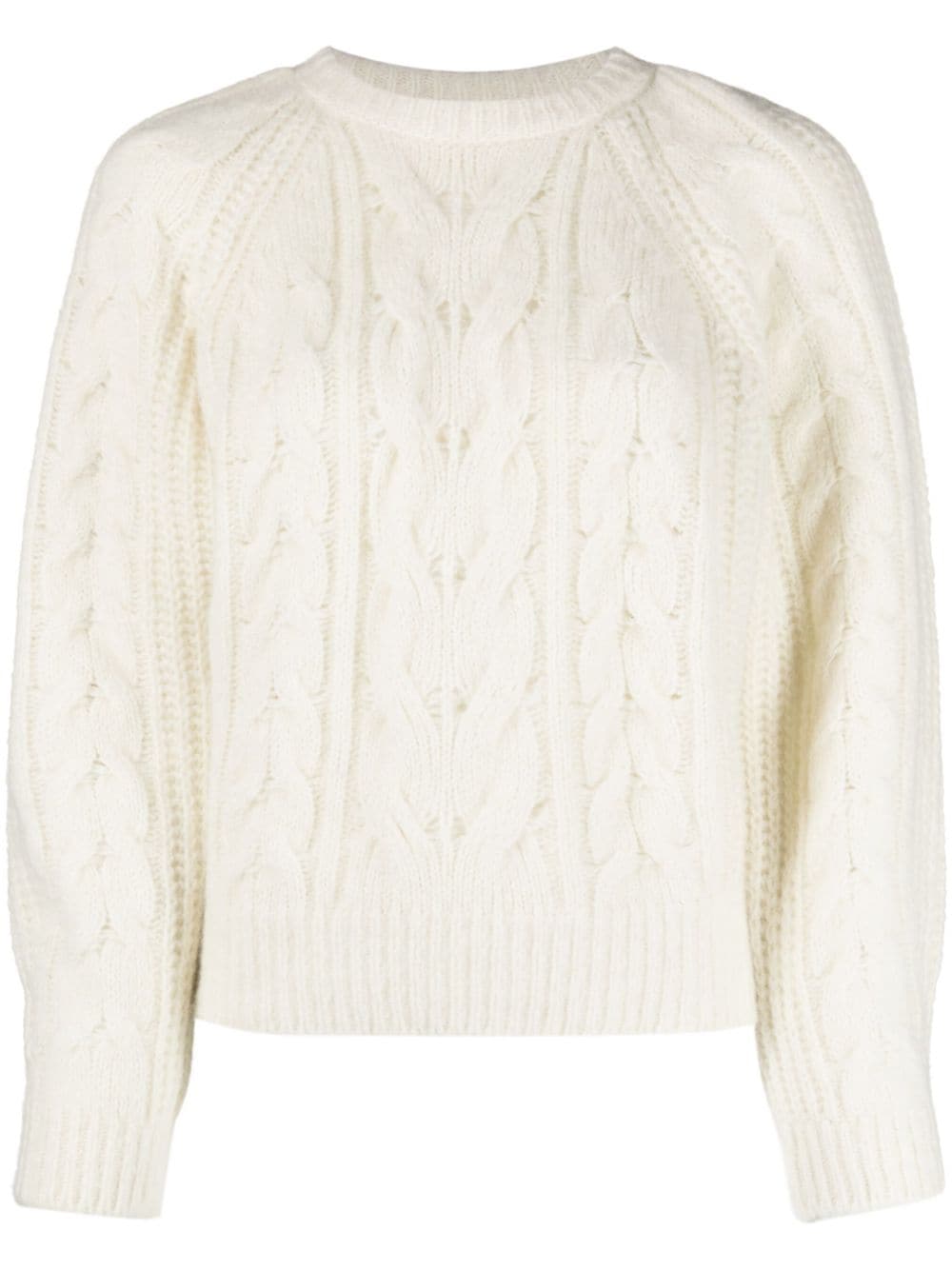 Maje Cable And Ribbed-knit Jumper In White