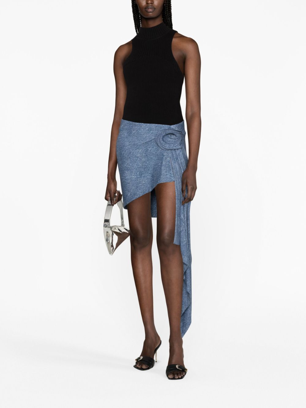 Magda Butrym floral-appliqué asymmetric miniskirt - Blauw