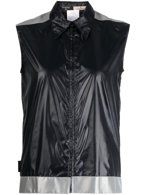 Affordable HOT SALE CHANEL 1999 two-tone zip-up vest Women