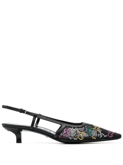 Gucci 40mm crystal-embellished slingback pumps