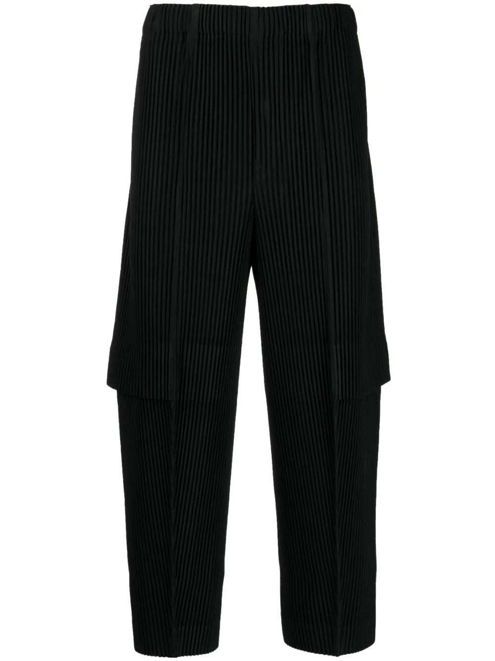 Cascade Elastic Waist Trouser, Black Pleated Pants