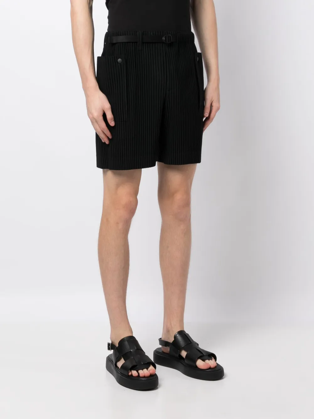 Homme Plissé Issey Miyake Flip Pleated Belted Shorts - Farfetch