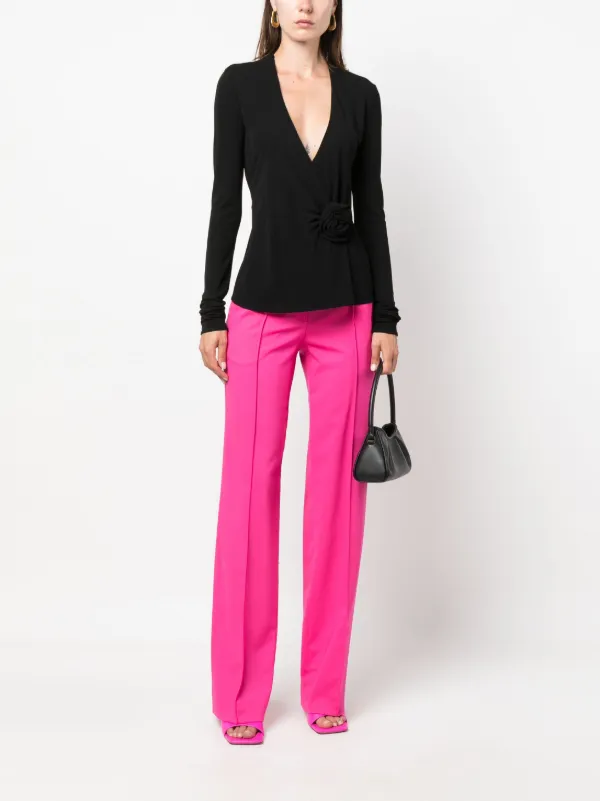 Blumarine long-sleeved Wrap Shirt | Black | FARFETCH