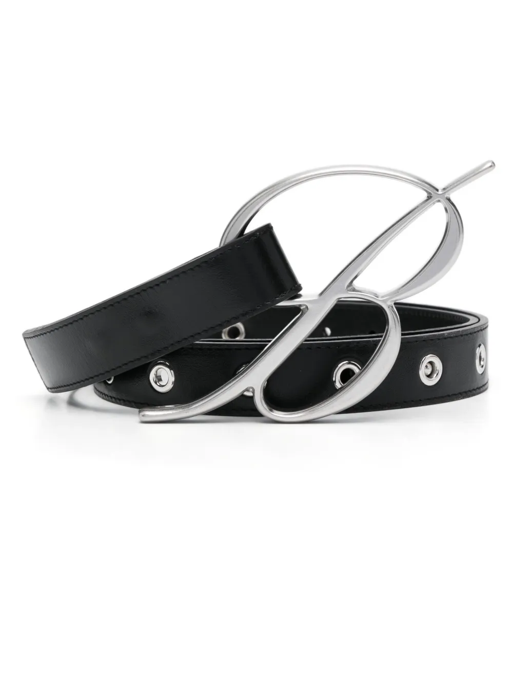 logo-buckle leather belt