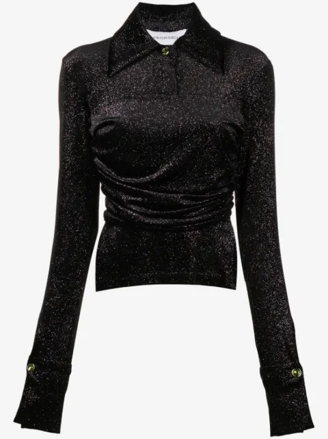Viktor & Rolf gathered glitter velvet shirt