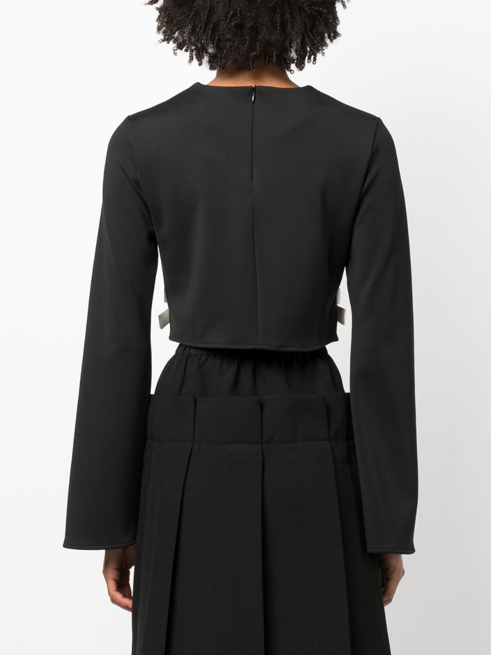 Shop Viktor & Rolf Bow-detail Cropped Top In Black