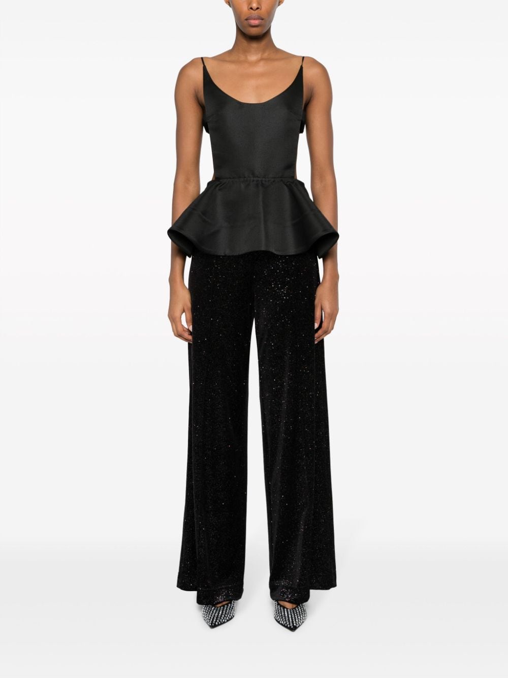 Shop Viktor & Rolf Glitter-embellished Velvet Trousers In Black