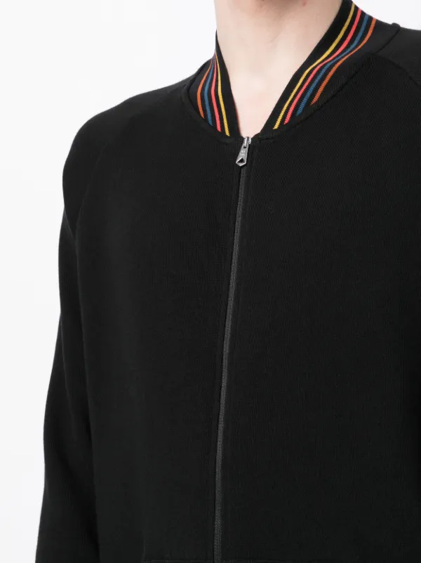 Paul Smith Jaqueta Com Listras Na Gola e Logo | Preto | FARFETCH BR