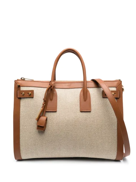 Saint Laurent large Sac De Jour linen tote bag