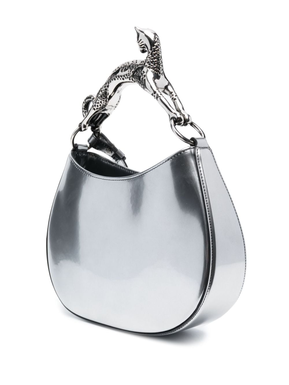 Shop Lanvin Small Cat Metallic Tote Bag In Silver