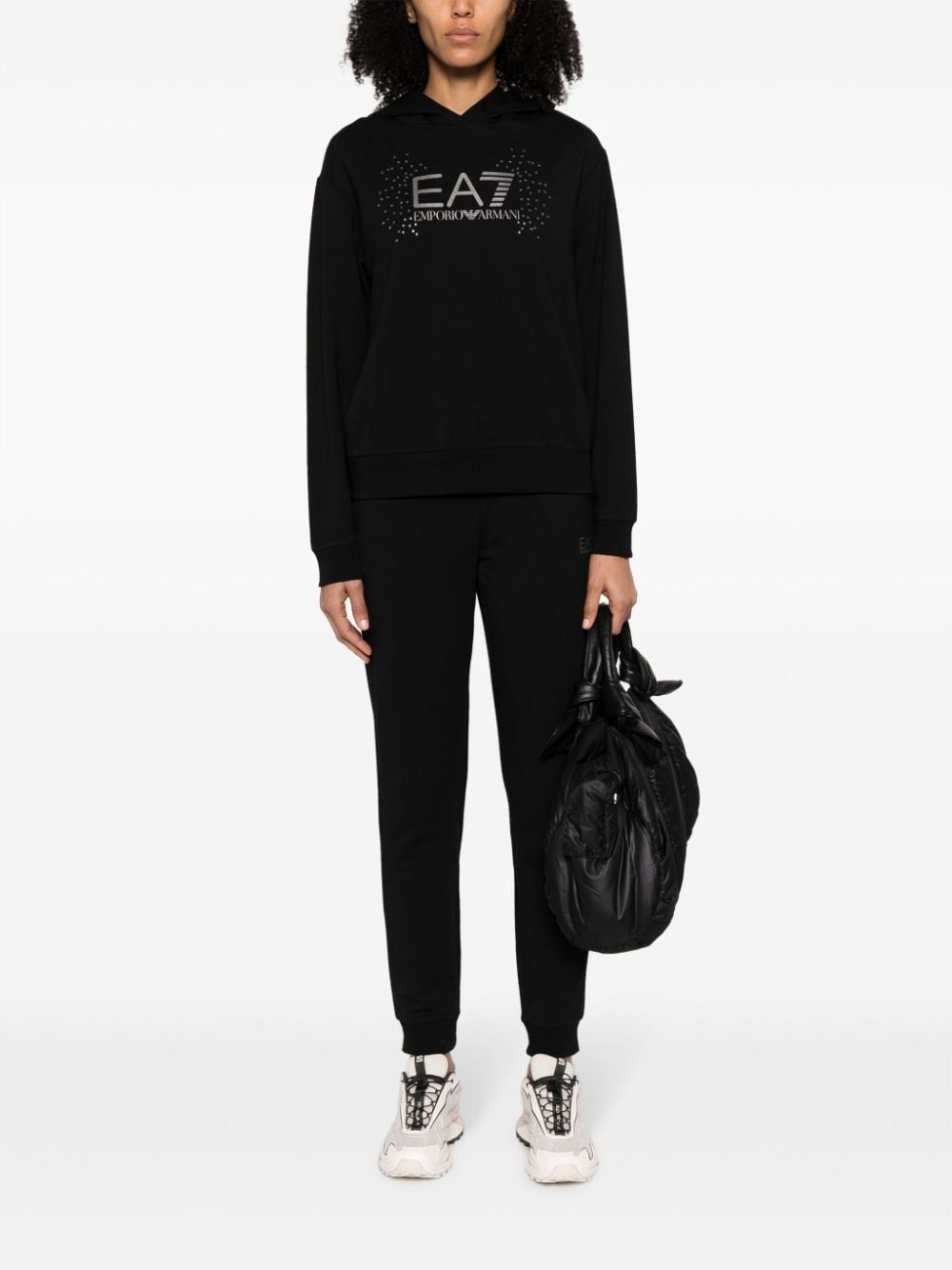 Shop Ea7 Logo-print Cotton-blend Tracksuit In Black