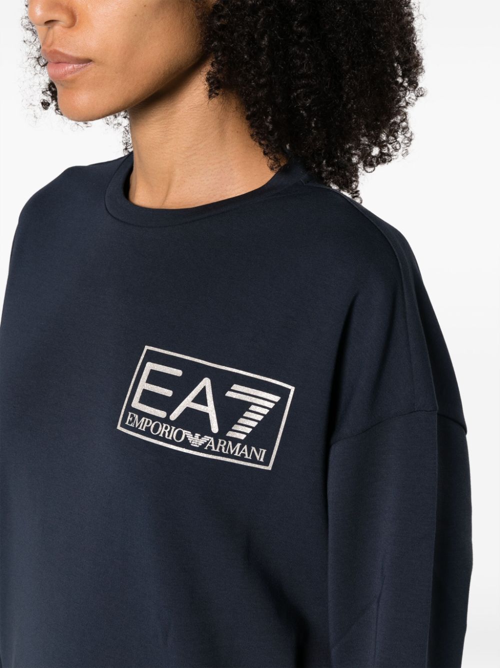Shop Ea7 Logo-print Crew-neck Tracksuit In Blue