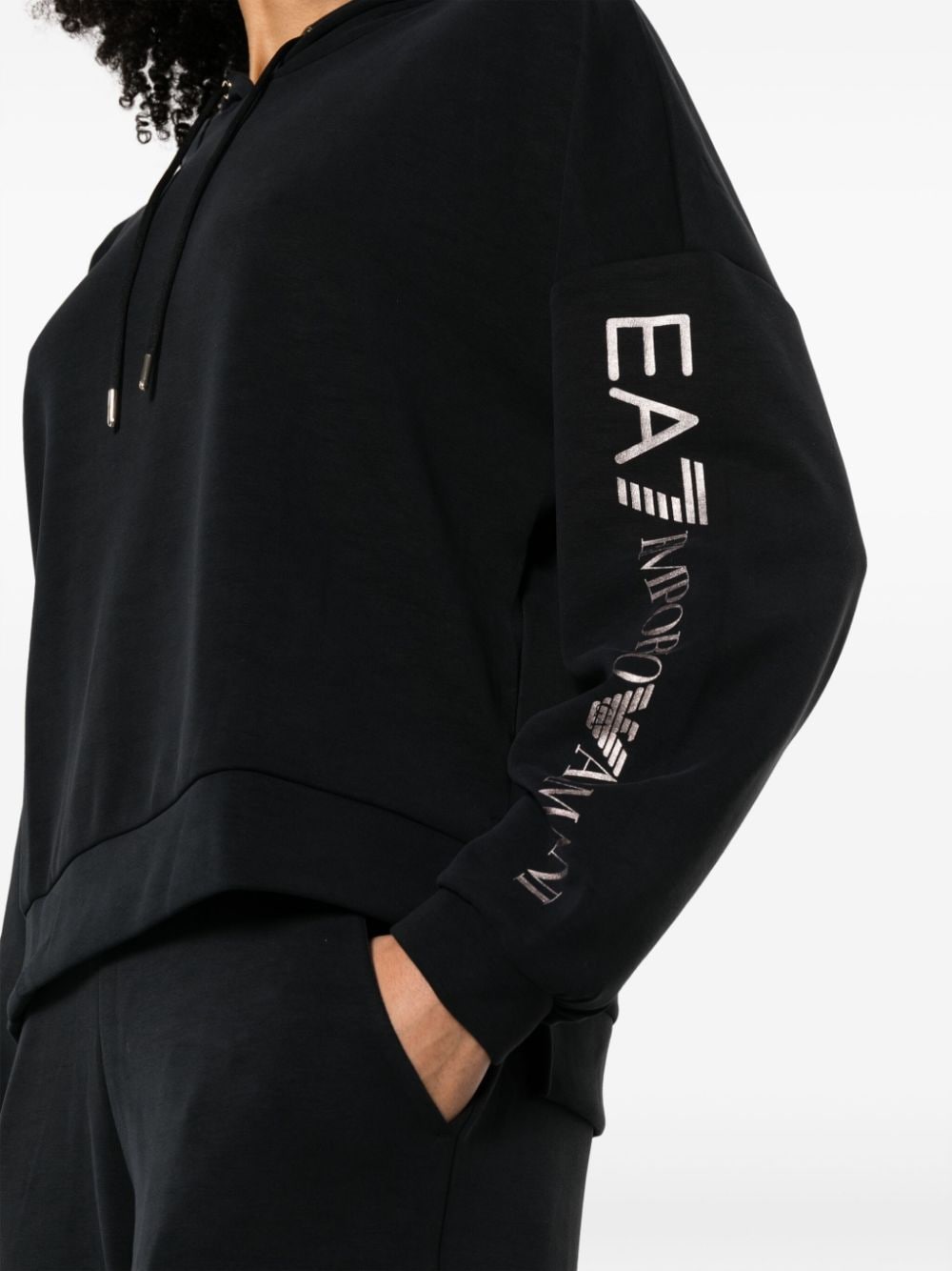 Shop Ea7 Logo-print Jersey Tracksuit In Black