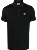 Ea7 Emporio Armani logo-patch half-zip polo shirt - Black
