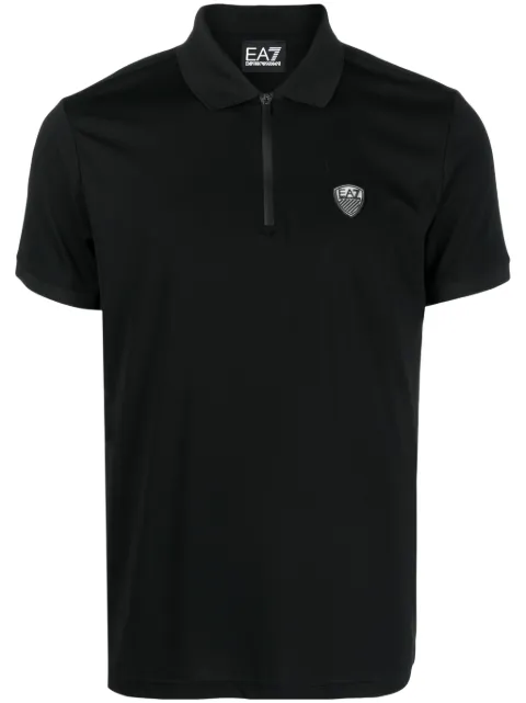 Ea7 Emporio Armani logo-patch half-zip polo shirt