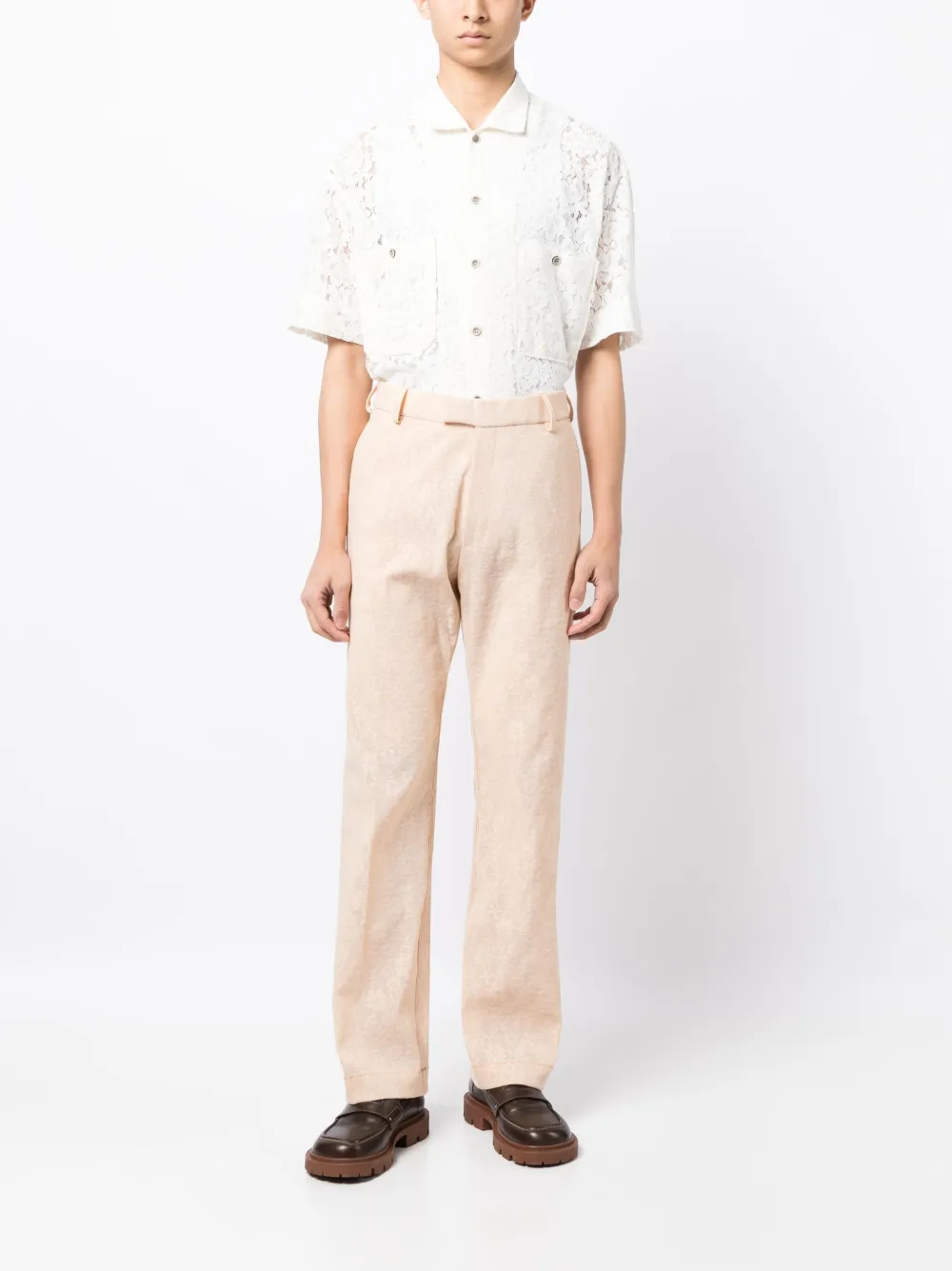 Martine Rose Pantalon met bloemenprint - Beige