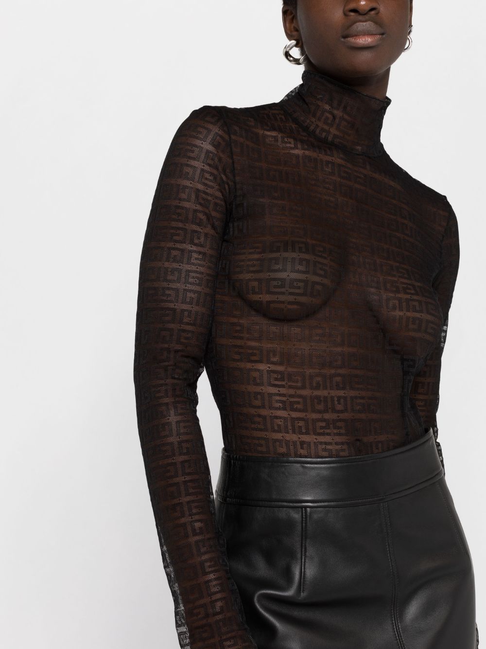 Shop Givenchy 4g Lace Bodysuit In Black