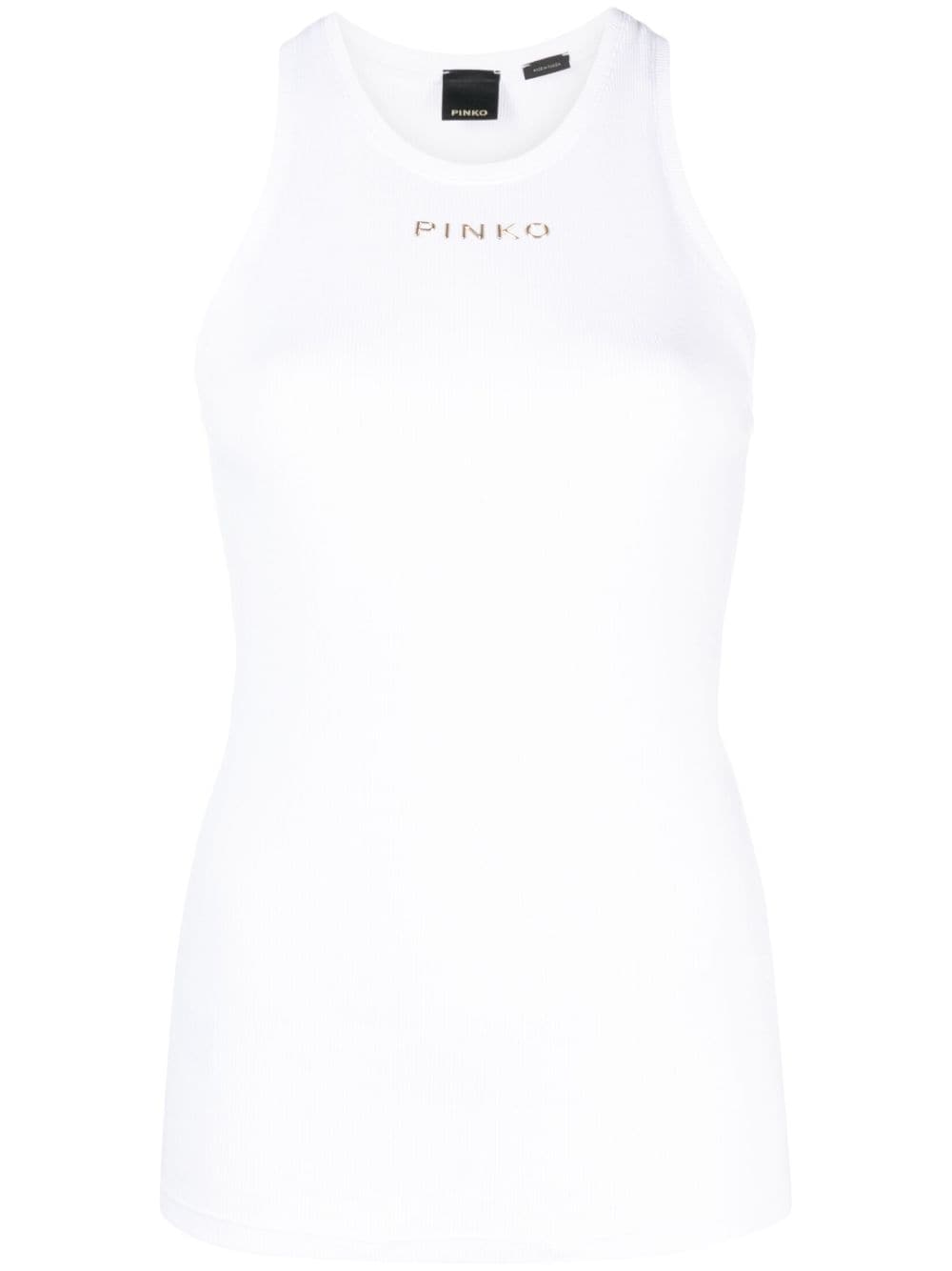 PINKO logo-print ribbed tank top - White