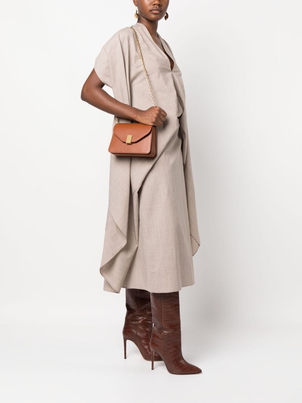 Shop Lanvin Concerto Leather Crossbody Bag In Brown