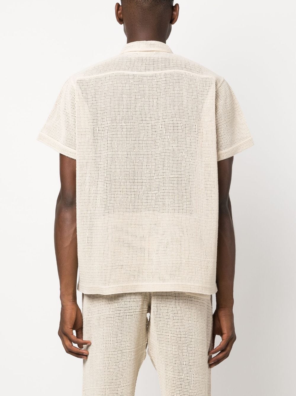 Shop Bode Open-knit Short-sleeve Shirt In Neutrals