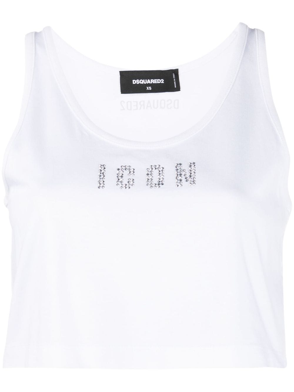 Dsquared2 Icon embellished cotton crop top - White