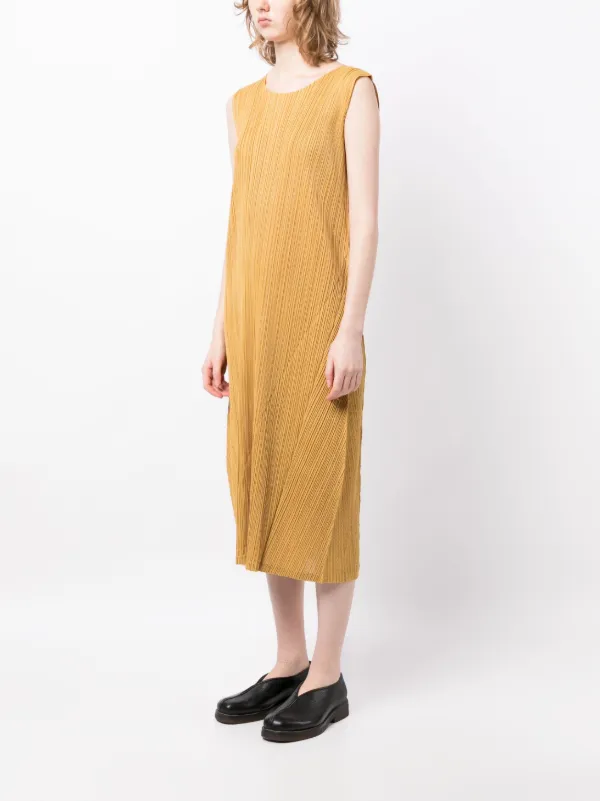 Pleats Please Issey Miyake Alley plissé-effect Midi Dress - Yellow