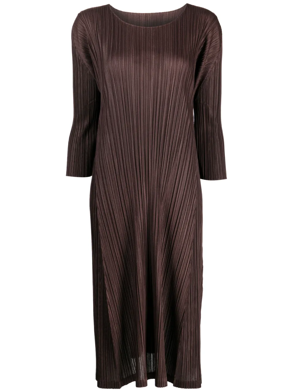 Issey Miyake Mellow Pleats Midi Dress In Brown | ModeSens