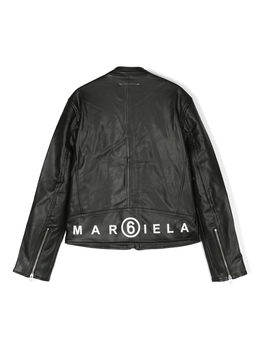 MM6 Maison Margiela Kids zip-up faux-leather jacket - Zwart